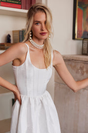 The Avery Dress in White Windsor Brocade
