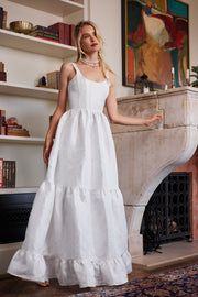 The Avery Dress in White Windsor Brocade