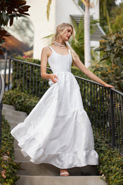 The Avery Dress in White Windsor Brocade