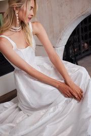 The Avery Dress in White Windsor Brocade