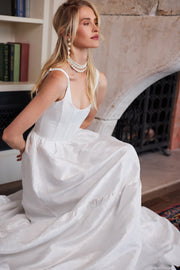 The Avery Dress in White Windsor Brocade