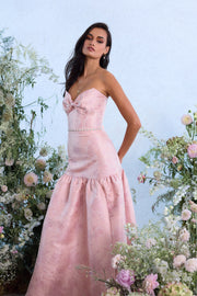 The Beatrice Dress in Light Pink Windsor Brocade