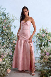 The Beatrice Dress in Light Pink Windsor Brocade