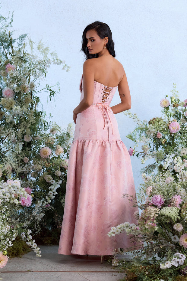 The Beatrice Dress in Light Pink Windsor Brocade