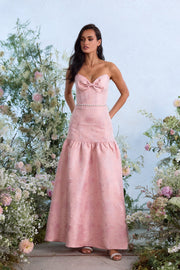 The Beatrice Dress in Light Pink Windsor Brocade
