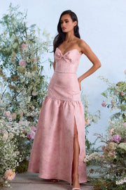 The Beatrice Dress in Light Pink Windsor Brocade