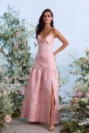 The Beatrice Dress in Light Pink Windsor Brocade