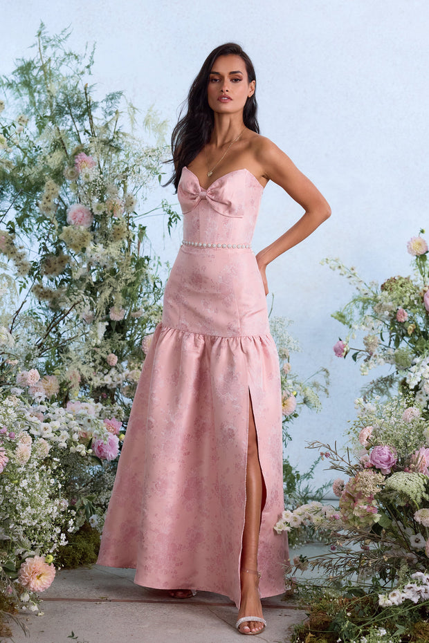 The Beatrice Dress in Light Pink Windsor Brocade