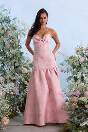 The Beatrice Dress in Light Pink Windsor Brocade