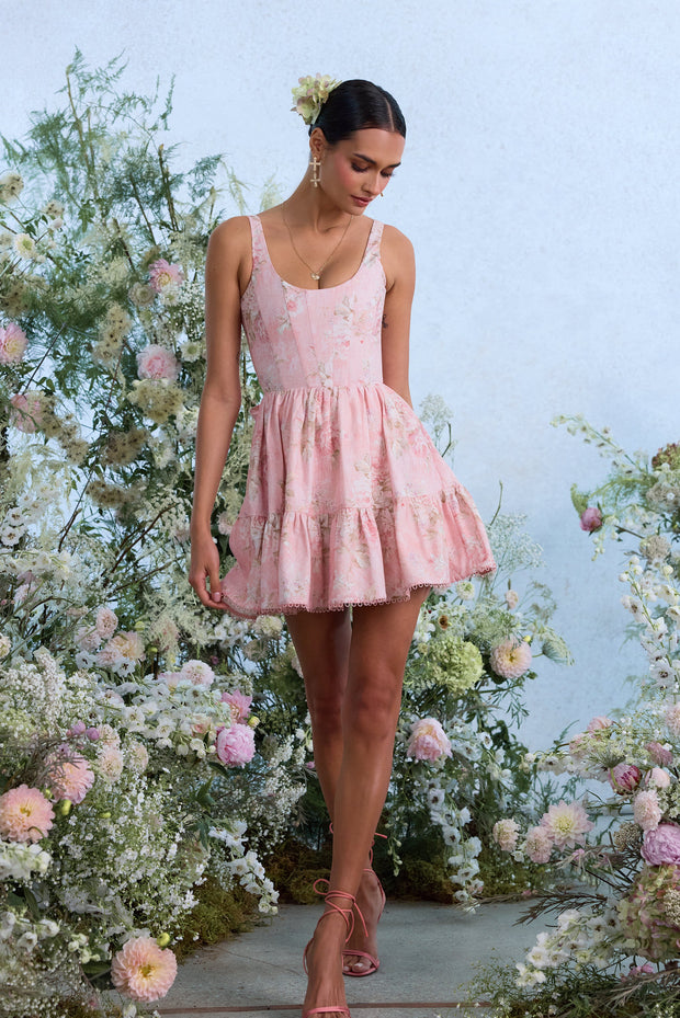The Betina Dress in Light Pink Tapestry Rose