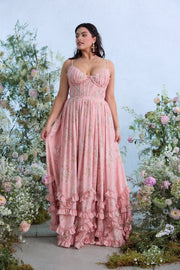 The Carmen Dress in Light Pink Tapestry Rose
