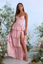 The Caterina Dress in Light Pink Tapestry Rose