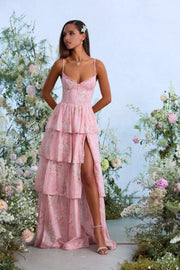 The Caterina Dress in Light Pink Tapestry Rose