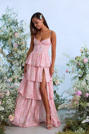 The Caterina Dress in Light Pink Tapestry Rose