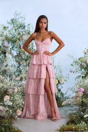 The Caterina Dress in Light Pink Tapestry Rose