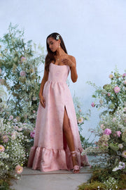 The Charlotte Dress in Light Pink Windsor Brocade