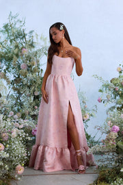 The Charlotte Dress in Light Pink Windsor Brocade