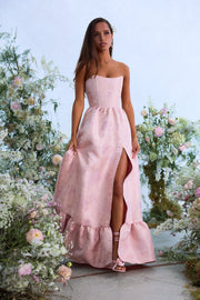 The Charlotte Dress in Light Pink Windsor Brocade