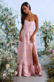 The Charlotte Dress in Light Pink Windsor Brocade