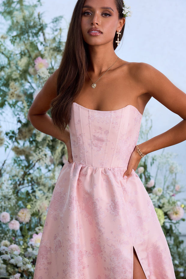 The Charlotte Dress in Light Pink Windsor Brocade