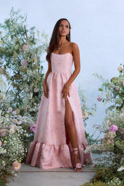 The Charlotte Dress in Light Pink Windsor Brocade
