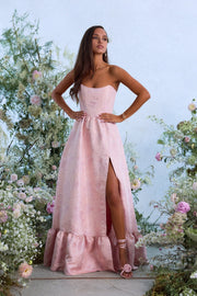 The Charlotte Dress in Light Pink Windsor Brocade