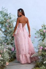 The Charlotte Dress in Light Pink Windsor Brocade