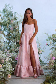 The Charlotte Dress in Light Pink Windsor Brocade