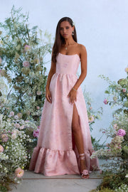The Charlotte Dress in Light Pink Windsor Brocade