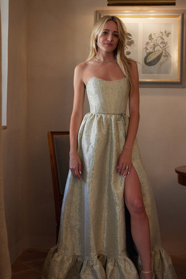 The Charlotte Dress in Sage Duchess