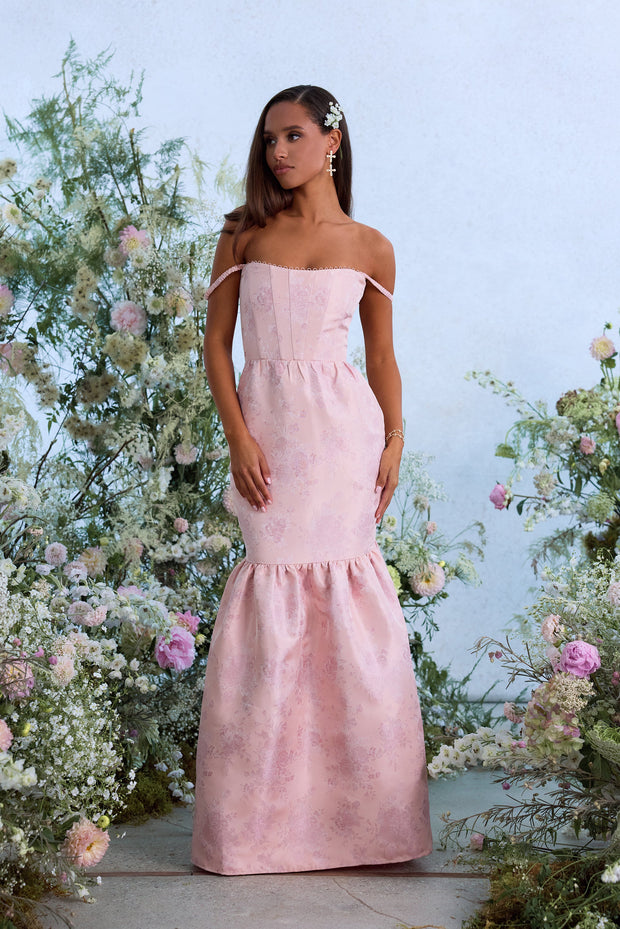 The Cherie Dress in Light Pink Windsor Brocade