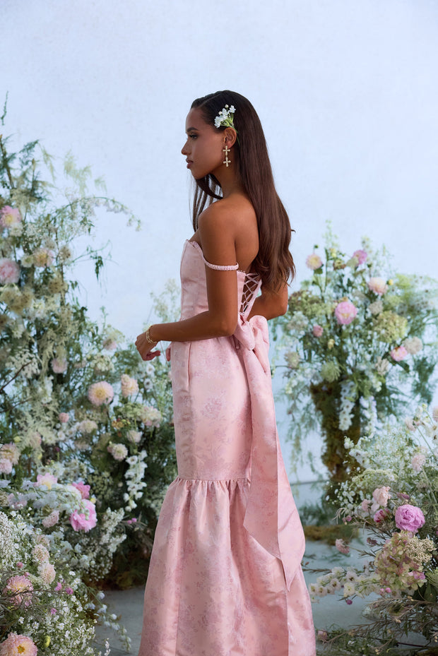 The Cherie Dress in Light Pink Windsor Brocade
