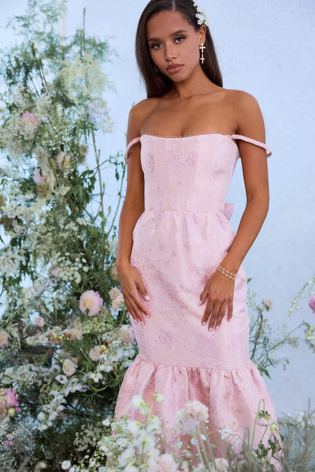 The Cherie Dress in Light Pink Windsor Brocade