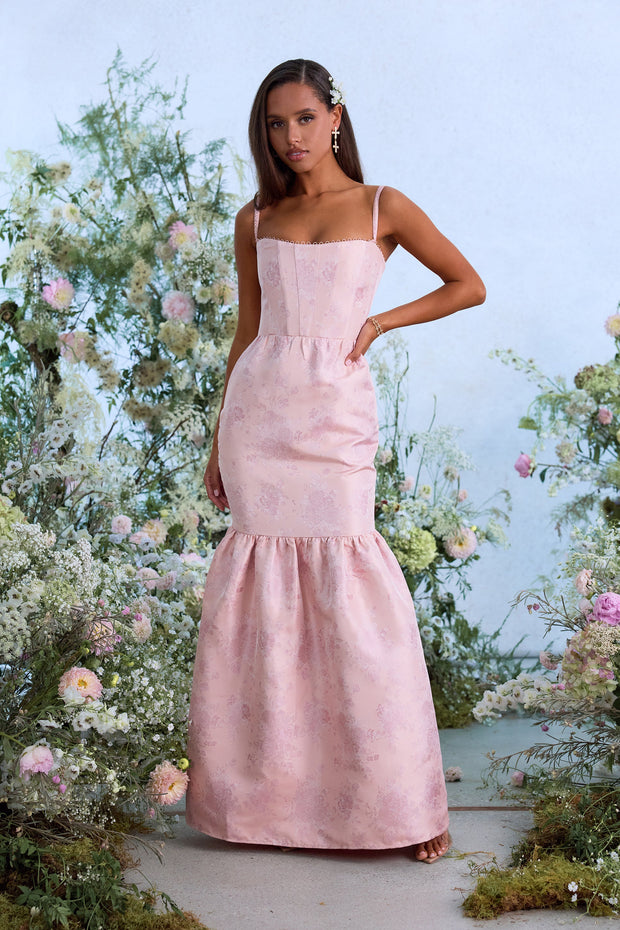 The Cherie Dress in Light Pink Windsor Brocade