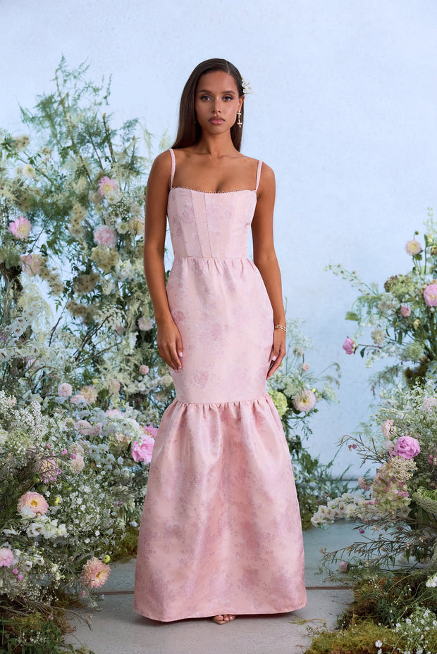The Cherie Dress in Light Pink Windsor Brocade