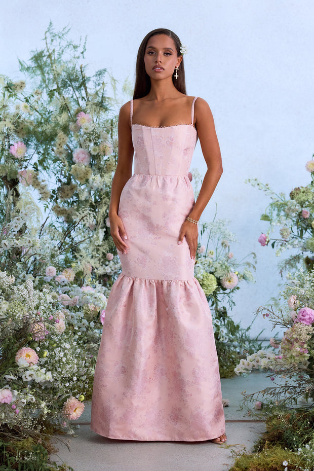 The Cherie Dress in Light Pink Windsor Brocade