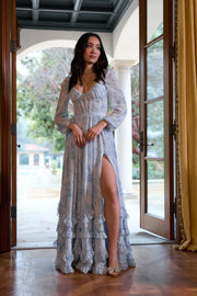 The Carmella Dress in Blue Tapestry Rose