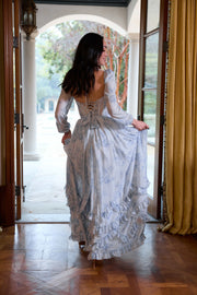 The Carmella Dress in Blue Tapestry Rose