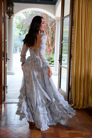 The Carmella Dress in Blue Tapestry Rose