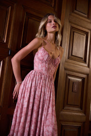 The Carmen Dress in Pink Peony Print