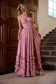 The Carmen Dress in Pink Peony Print