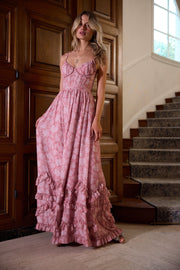 The Carmen Dress in Pink Peony Print