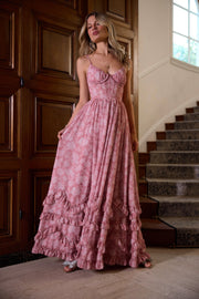 The Carmen Dress in Pink Peony Print