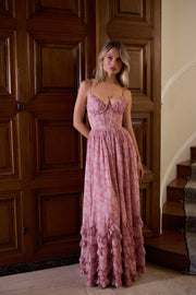 The Carmen Dress in Pink Peony Print