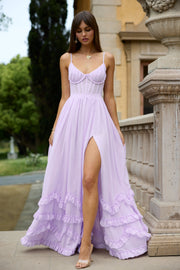 The Carmen Dress in Lavender Fog