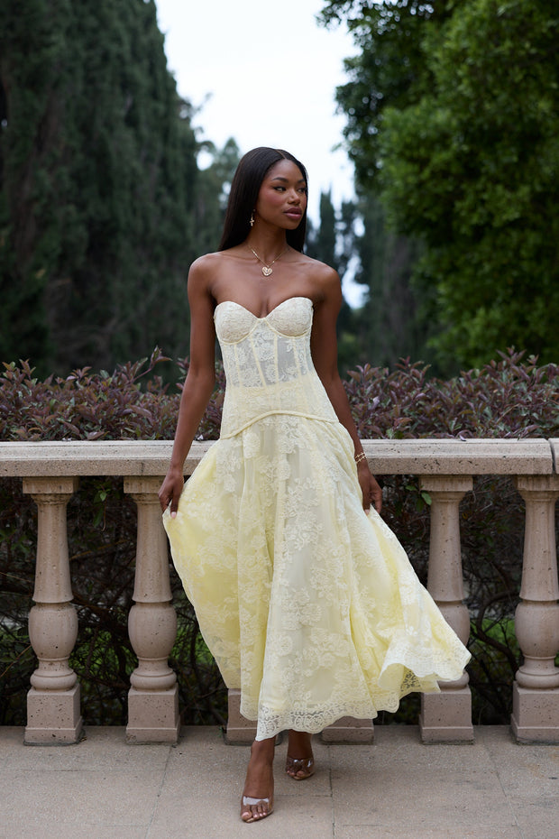 The Carolena Set in Transparent Yellow Lace