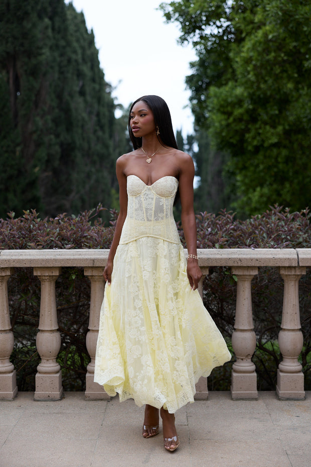 The Carolena Set in Transparent Yellow Lace