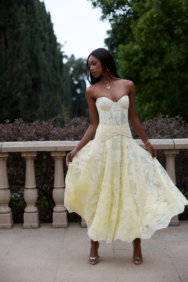 The Carolena Set in Transparent Yellow Lace