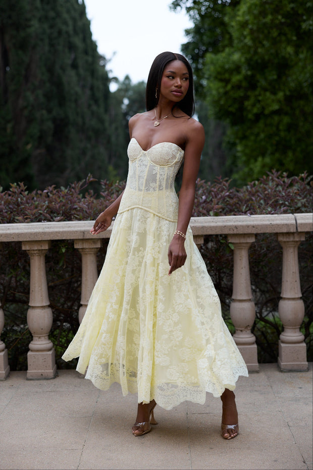 The Carolena Set in Transparent Yellow Lace