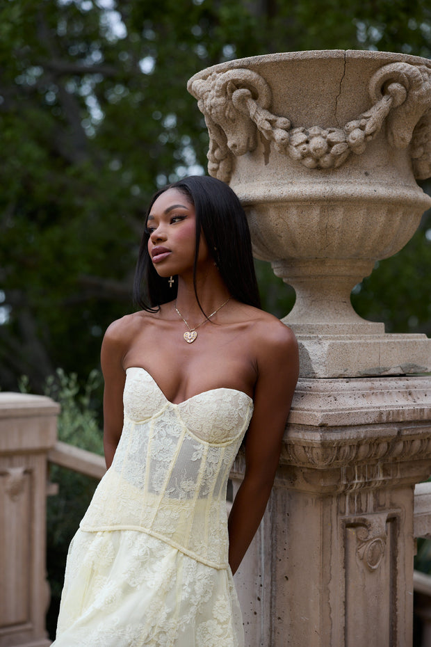 The Carolena Set in Transparent Yellow Lace